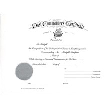 Past Commander Certificate - Knights Templar