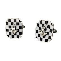 Masonic Cuff Links - Mother of Pearl - Silvertone
