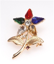 OES Flower Brooch w/ Rhinestones