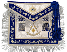 Masonic Past Master Apron | Gold & Silver Bullion Hand-Embroidery | Velvet Ribbon with Metallic Trim | Chain Tassel Tabs