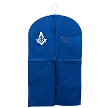 Mens 40" suit bag Blue/White with Masonic emblem