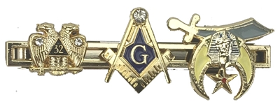 Masonic Tie Bar - Square Compasses, Scottish Rite and Shrine 