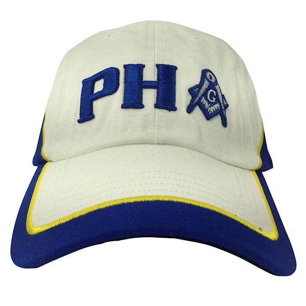 White & Royal Blue PHA White cotton twill cap