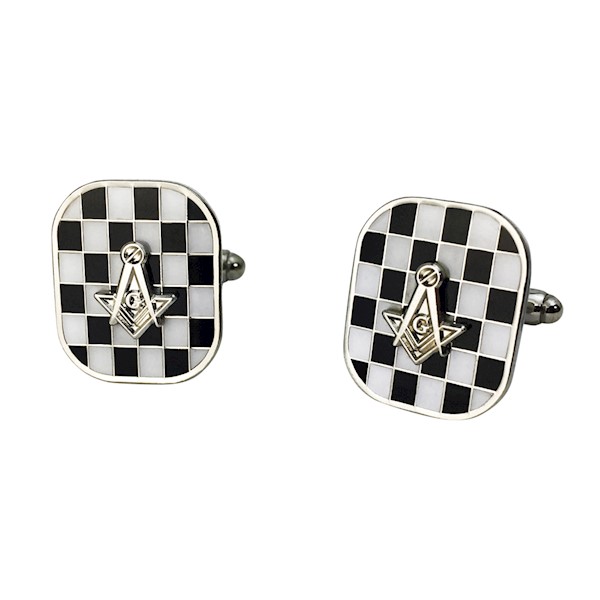 Masonic Cuff Links - Mother of Pearl - Silvertone