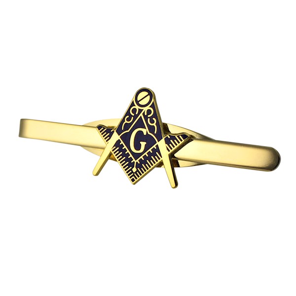 Masonic Tie Bar - Goldtone w/ Cutout Emblem