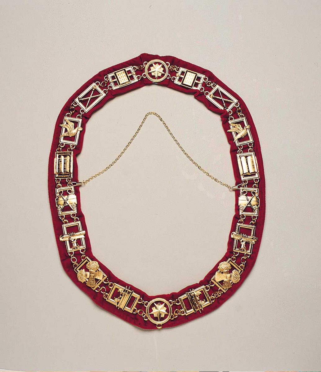 Heroines of Jericho gold chain collar with red lining