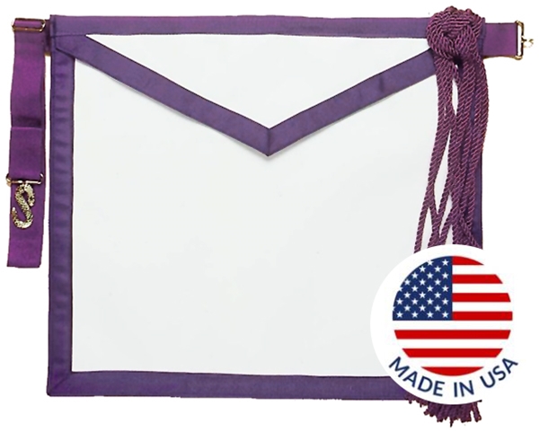 New Jersey Regulation Past Master Apron-Leather-Purple Lining - 14 x 16 inches