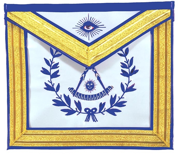Masonic Past Master Apron | Silk Embroidery | Gold Braid with Satin Trim