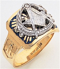 Masonic ring Enameled Round Front with S&C and "G" - 10KYG