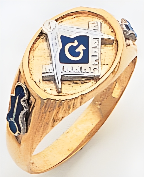 Masonic ring Enameled Round Front with S&C and "G" - 10KYG