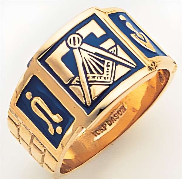 Masonic rings Enameled Front with S&C and "G" - 10KYG