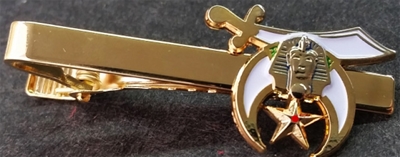 Gold tone and enamel tie bar with Shrine emblem