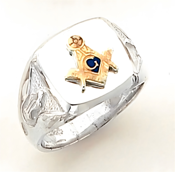 Master Mason ring Square front & S,C and "G"  - Sterling Silver