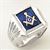 Master Mason ring with Square stone with S&C and "G"- Sterling Silver