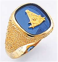 Past Master ring Square stone & rounded edges, Square,Compass & Quadrant with Sun - 10KYG