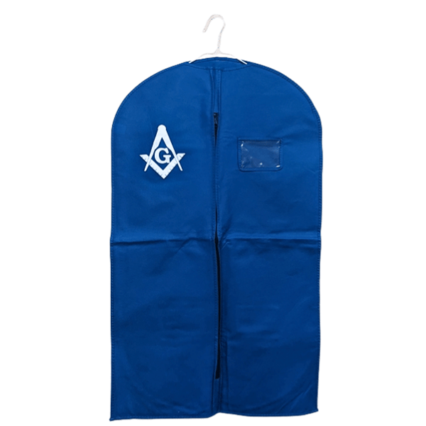Mens 40" suit bag Blue/White with Masonic emblem