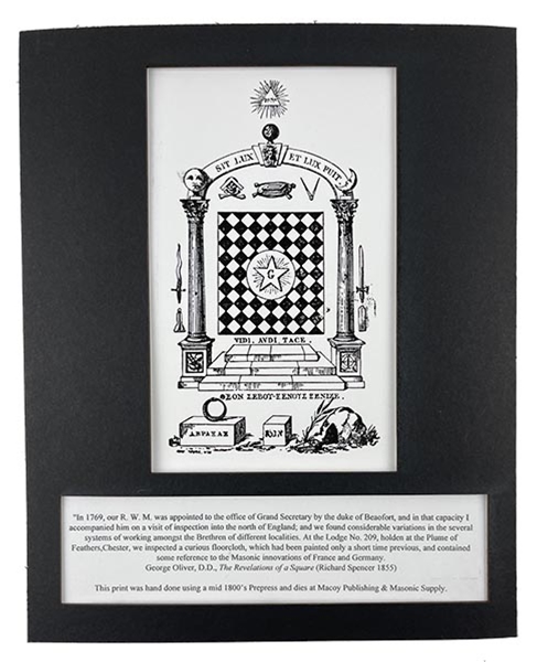 Masonic Curious Tracing Board Hand Print in mat